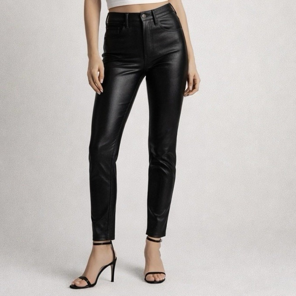 Abercrombie Vegan Leather High Rise Skinny Pants Black Size 00 24 Womens EU